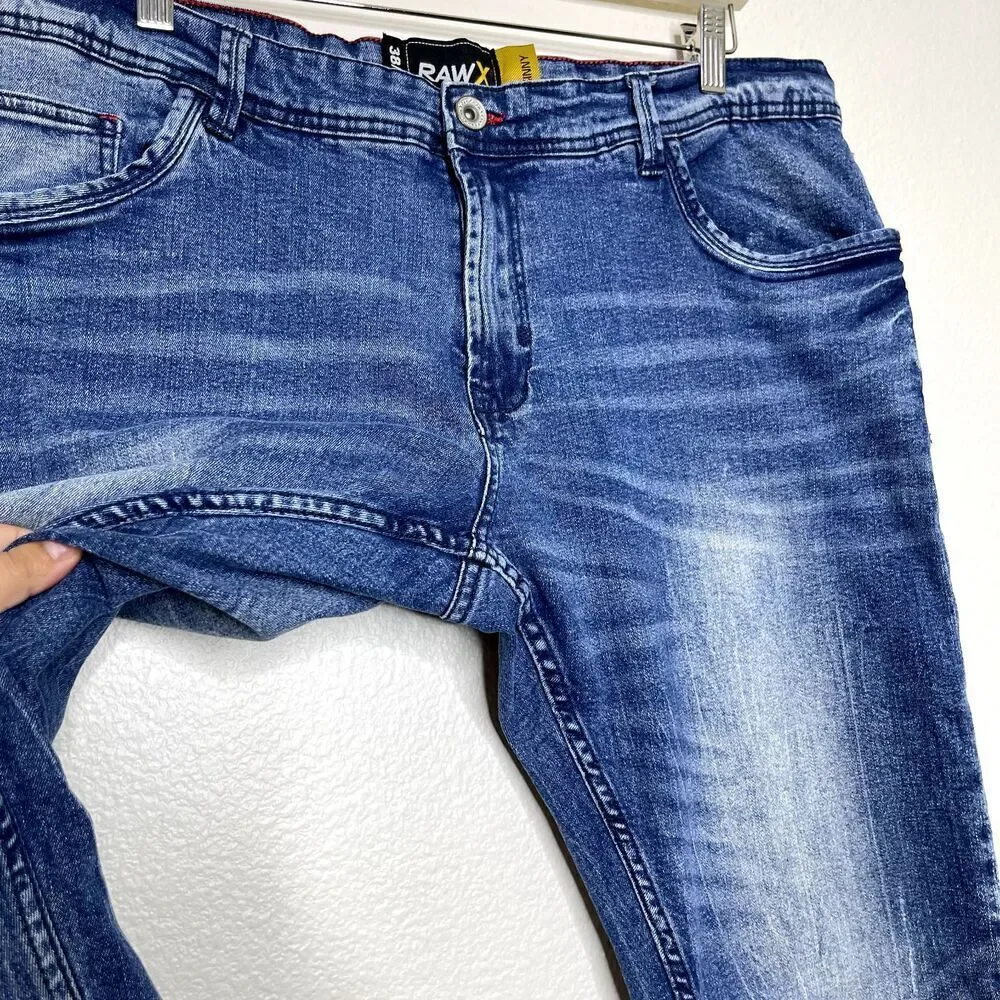 Raw X Skinny Jeans Mens 38x32 Actual 38x30 Medium Wash Stretch Denim Pockets